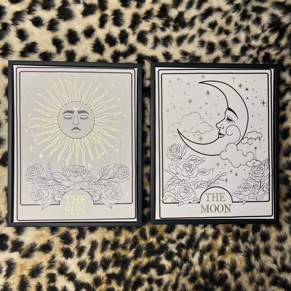 The Sun & The Moon Tarot Card Artwork Framed On Canvas - Picture 1 of 4